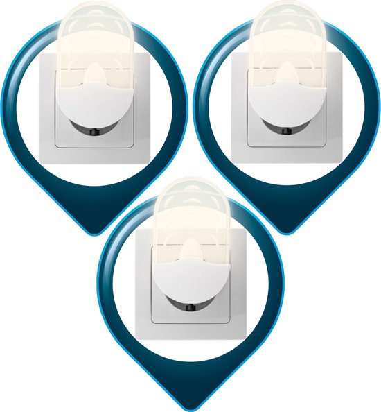 Trango Set van 3 LED Plug-in Lamp 11-36O *Ovaal* Wandlamp, Fitting Lamp, Oriëntatieverlichting, Kinderverlichting, Nachtlampje, Fitting, Veiligheidslicht met Helderheidssensor Auto Aan/Uit Oriëntatieverlichting van Trango — afbeelding 5