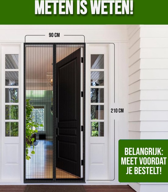 JEAS - Magnetisch Vliegengordijn - 210 x 90cm - Horgordijn - Hordeur - Deurgordijn - Zwart