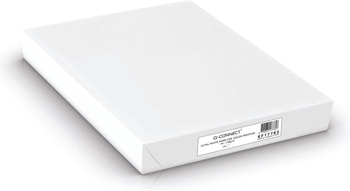 Q-CONNECT presentatiepapier, ultra white, ft A4, 120 g, pak van 250 vel, wit