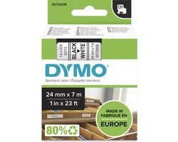 DYMO originele D1 labels | Zwarte Tekst op Wit Label | 24 mm x 7 m | zelfklevende etiketten voor de LabelManager labelprinters | gemaakt in Europa