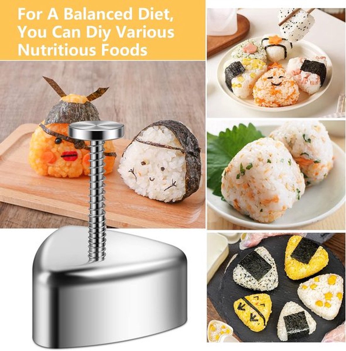 Roestvrij sushi Onigiri Mould Rice Ball Maker Mould driehoekige sushi-vormen, sushi tools rijstbal voor keuken DIY koken Bento