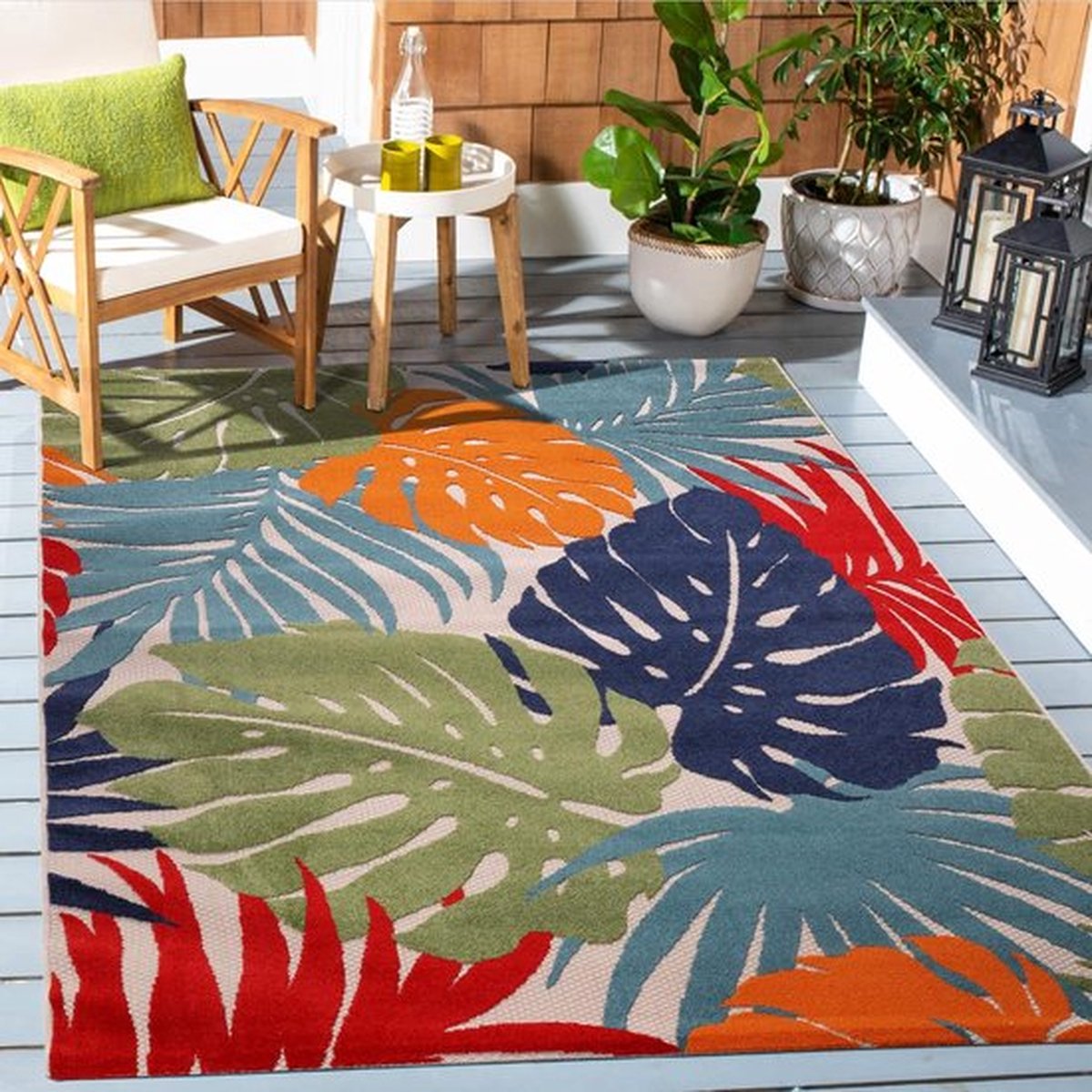 Outdoor tapijt, weerbestendig, outdoortapijten voor binnen en buiten, balkon, waterafstotend, duurzame tapijten voor terras, tuin en woonkamer, meerkleurig, 120 x 170 cm