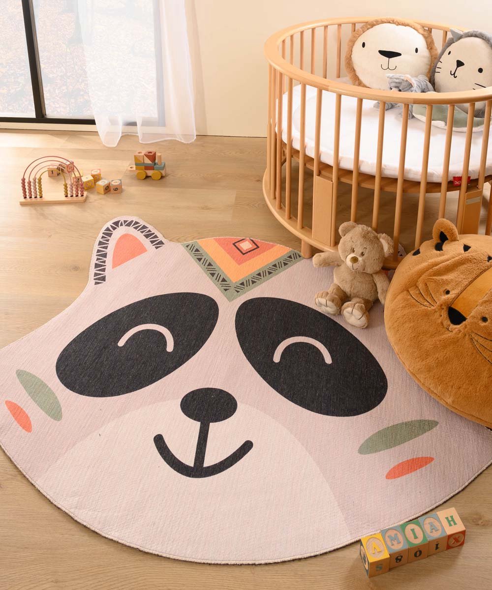 Vloerkleed wasbeer kinderkamer - Wasbaar grijs 114x150 cm