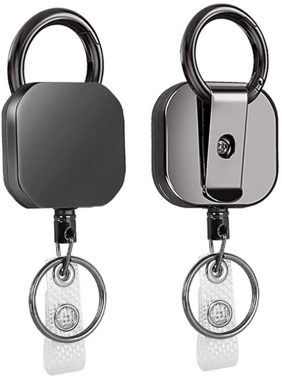 Porte-clés Rétractable Avec Mousqueton - Lot De 2 - Câble 60 Cm - Pour Clés, Badges, Cartes