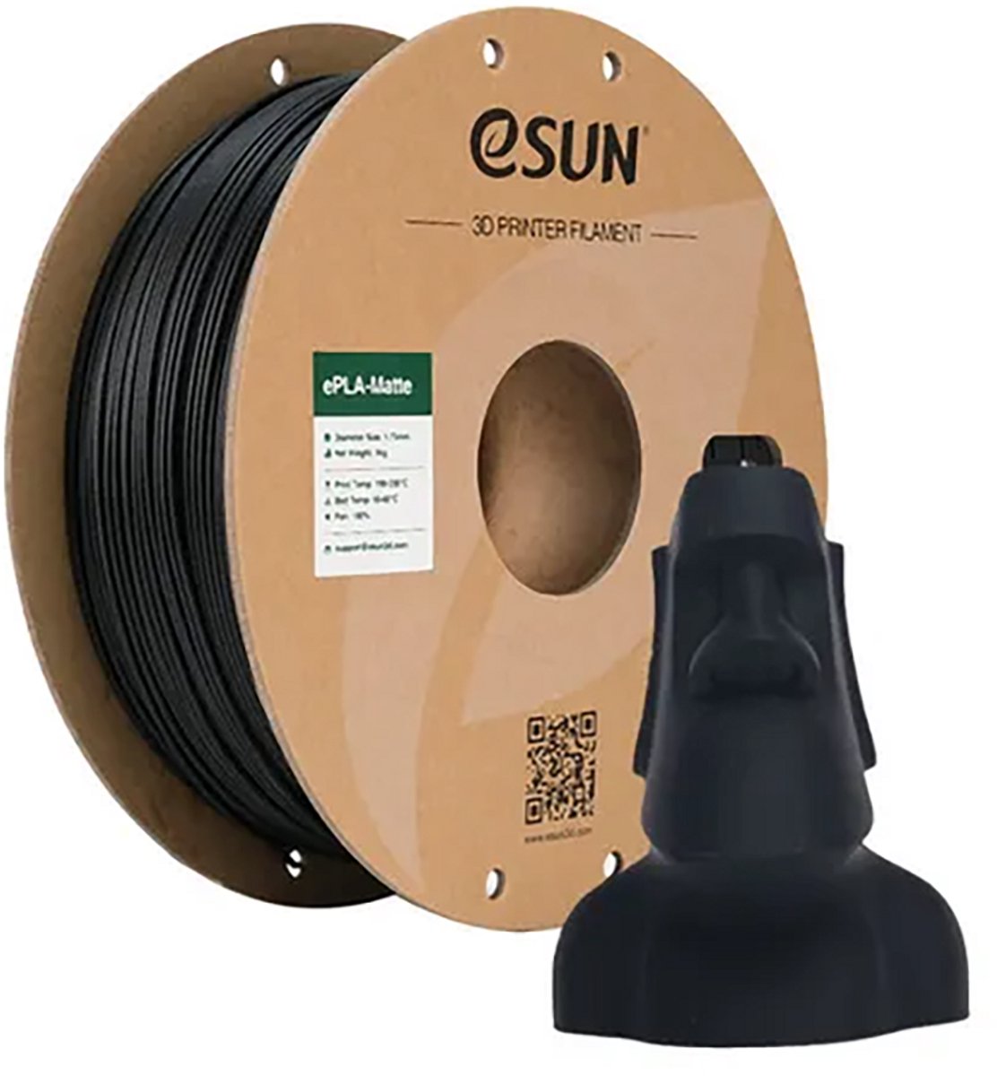 eSun PLA-Matte Diepzwart mat / Deep black 1 kg - 1.75mm - 3D printer filament