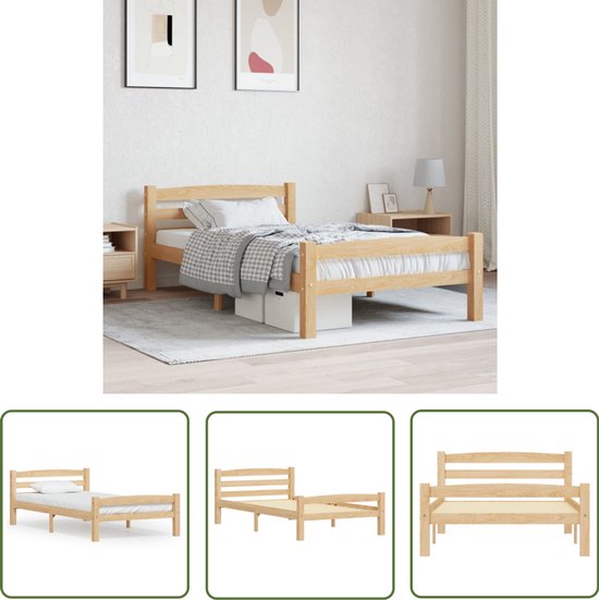 vidaXL Cadre de lit Bois de pin massif 90x200 cm - Cadre de lit - Cadre de lit - Cadre de lit - Cadres de lit