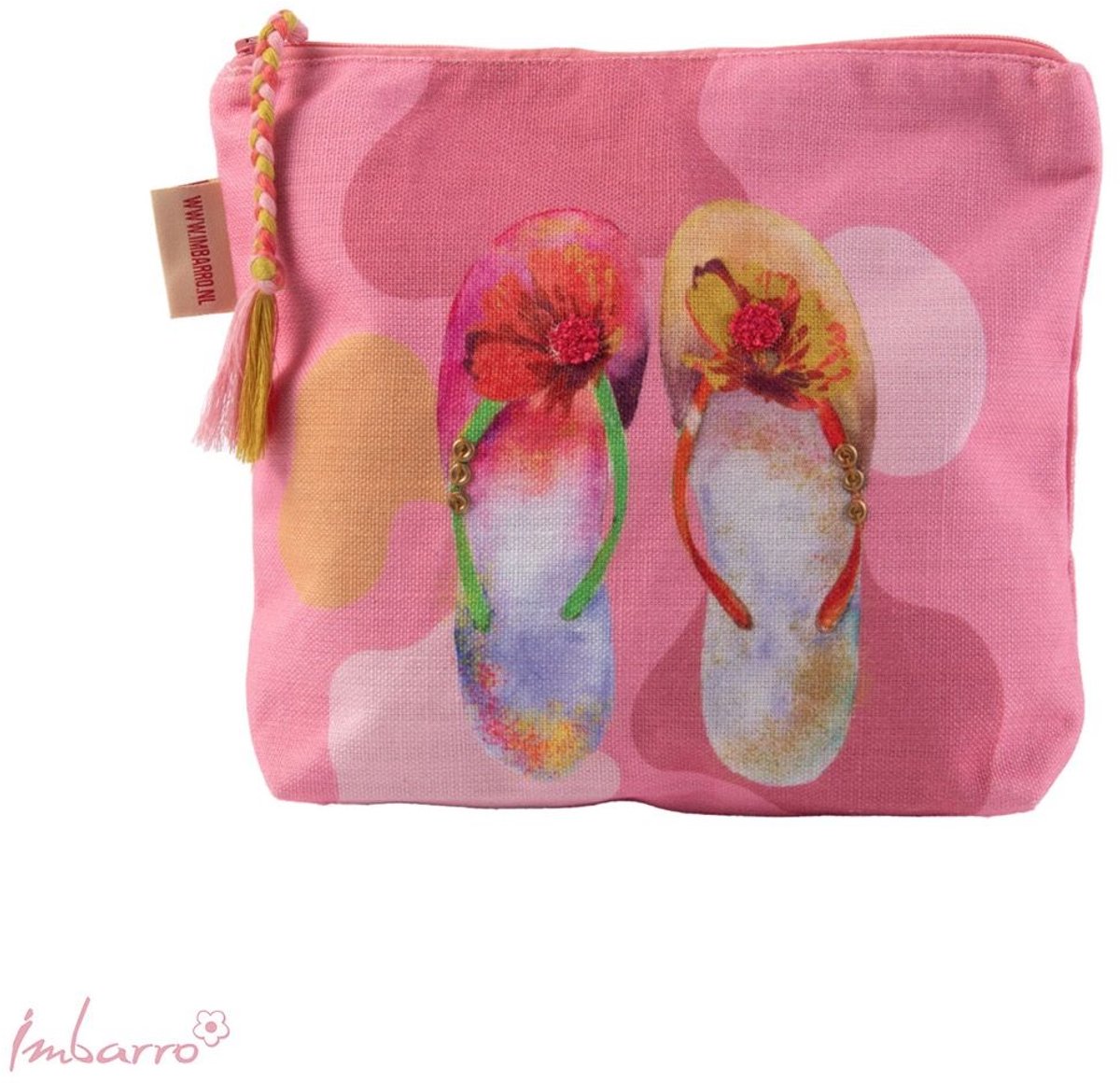 Imbarro - Pouch - Toilettas - Clutch - Makeup Tasje - Flipflops - Katoen - 20x24cm