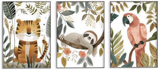 No Filter - Affiches Safari chambre enfant - 3 pièces - 30x40 cm / Format A3 - Affiches Animaux - Affiches décoration Chambre de bébé