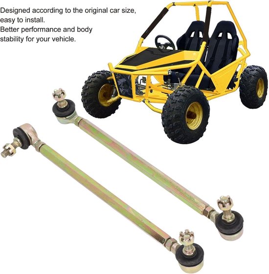 Kogelgewricht Trekstang 2 Stuks 250mm Kogelgewricht Trekstang 10mm Draad Steering Staal Legering Montage voor 125cc Quad Crossmotor ATV Go Kart