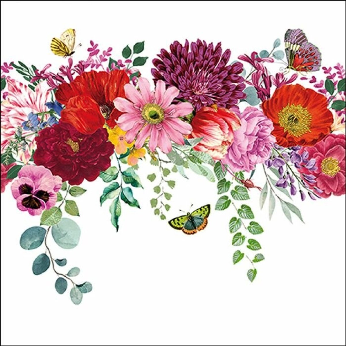 Ambiente Lunch servetten - Flower Border White
