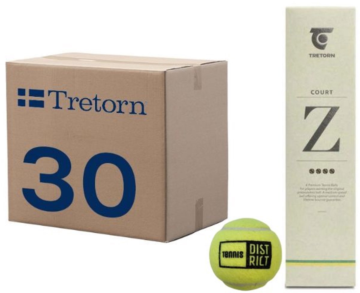 Tretorn Tennisballen Z Court Drukloos Doos 30x4 Ballen Met Logo Tennisdistrict