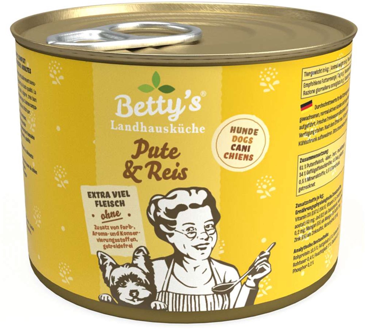 Betty's Landhausküche Dog - blik 6x200g - kalkoen en rijst