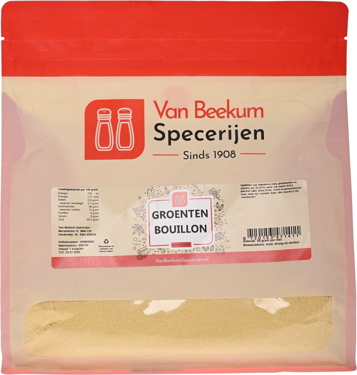 Goedkoopste Van Beekum Specerijen - Groenten Bouillon - 1 KG (hersluitbare stazak