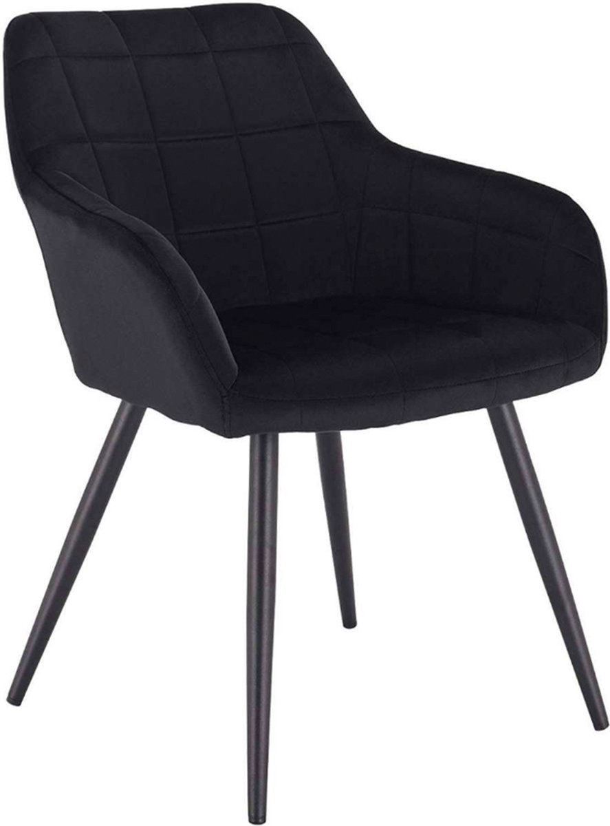 Bolt Edge Eetkamerstoel Velvet - Zwart - Fauteuil - Met Armleuning - Woonkamerstoel