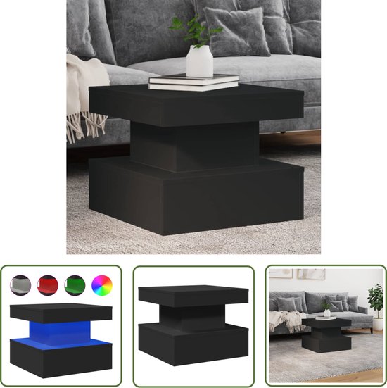 Table basse moderne avec éclairage LED The Living Store - 50 x 50 x 40 cm - LED RGB - Siècle des Lumières