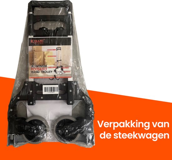 Kibani Steekwagen Opvouwbaar - 75 kg Draagvermogen - Transportwagen - Plateauwagen - Steekkar - Inklapbare Steekwagen - Meubelroller