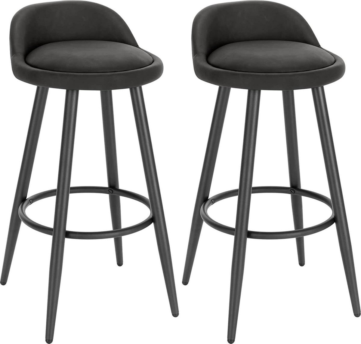 Bolt Edge Leren Barkrukken - Antraciet - Ergonomisch - Zithoogte 69cm - Set van 2