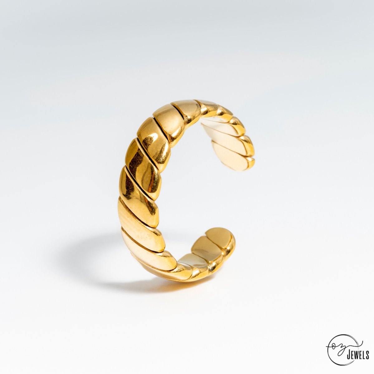 OZ Jewels – Touwmotief Ring – 18K Verguld – Elegant – Vrouwen – Verstelbare