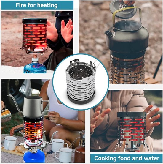SMH LINE® Mini Camping kooktoestel - Gaskachel - 2in1 - 3200W - Noodpakket - Opvouwbaar - Incl. 4x 500g Gasflessen en Verwarming opzetstuk van SMH LINE® — afbeelding 2