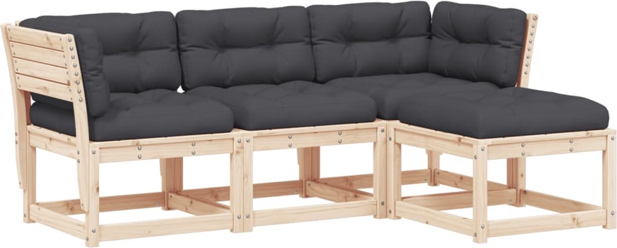 Massief grenenhouten loungeset met loungebank en tafel - tuinmeubilair.