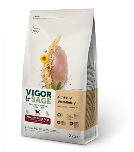 Vigor & Sage Hondenvoer Regular Well-Being Ginseng 2 kg