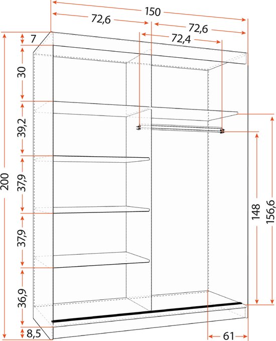 Kinderkast Sandnes 2-deurs 123x60x40 cm wit en roze [en.casa - Kasten