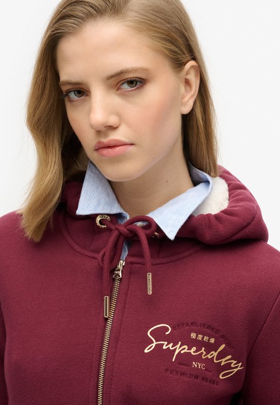 Superdry - Sweat à capuche de Luxe avec logo métallique et fermeture éclair - Femme - Sweats à capuche