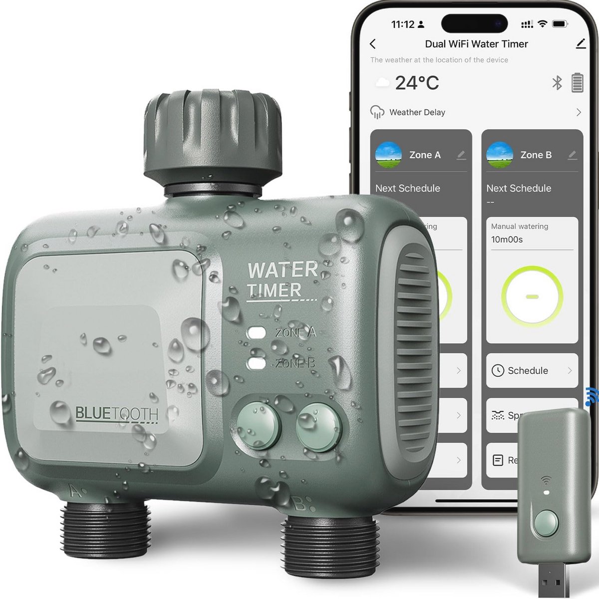 Slimme Wifi Irrigatiecomputer met 2 Uitgangen en Spraakbesturing voor Tuinbewatering