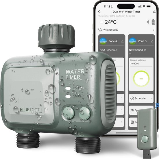 Foto: Slimme wifi irrigatiecomputer met 2 uitgangen en spraakbesturing voor tuinbewatering