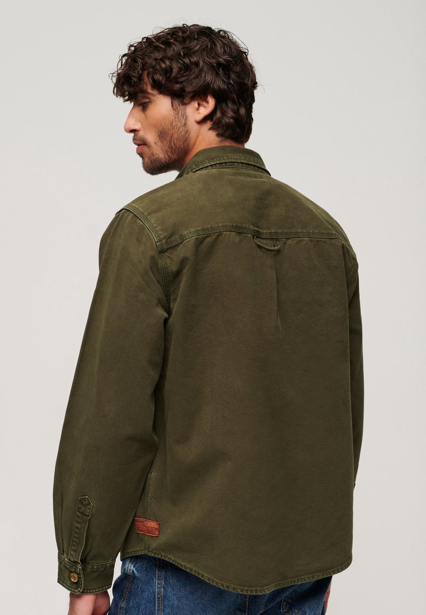 Superdry Surplus overshirt van canvas Heren Lange mouwen shirts Khaki