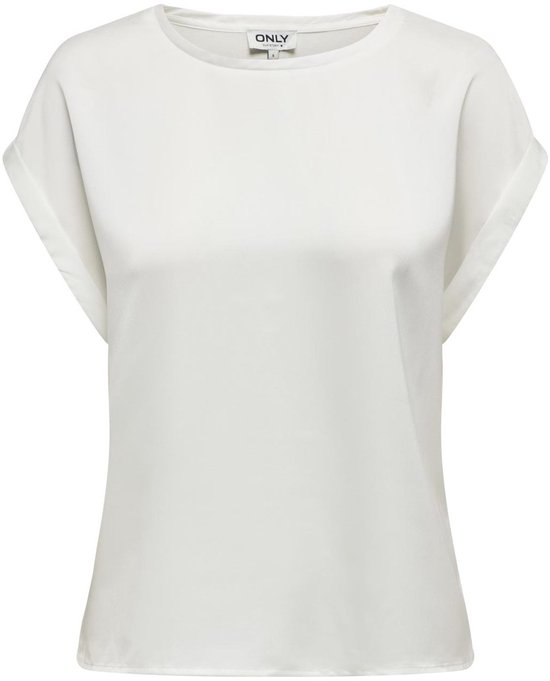 ONLY ONLLIEKE S/S SATIN MIX TOP WVN NOOS Dames Top - Snow White