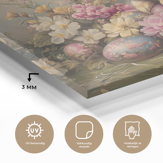 MuchoWow® Peinture sur verre 20x20 cm - Peinture sur verre acrylique - Haas - Nature morte - Fleurs - Photo sur verre - Décoration murale salon - Décoration murale chambre - Peintures