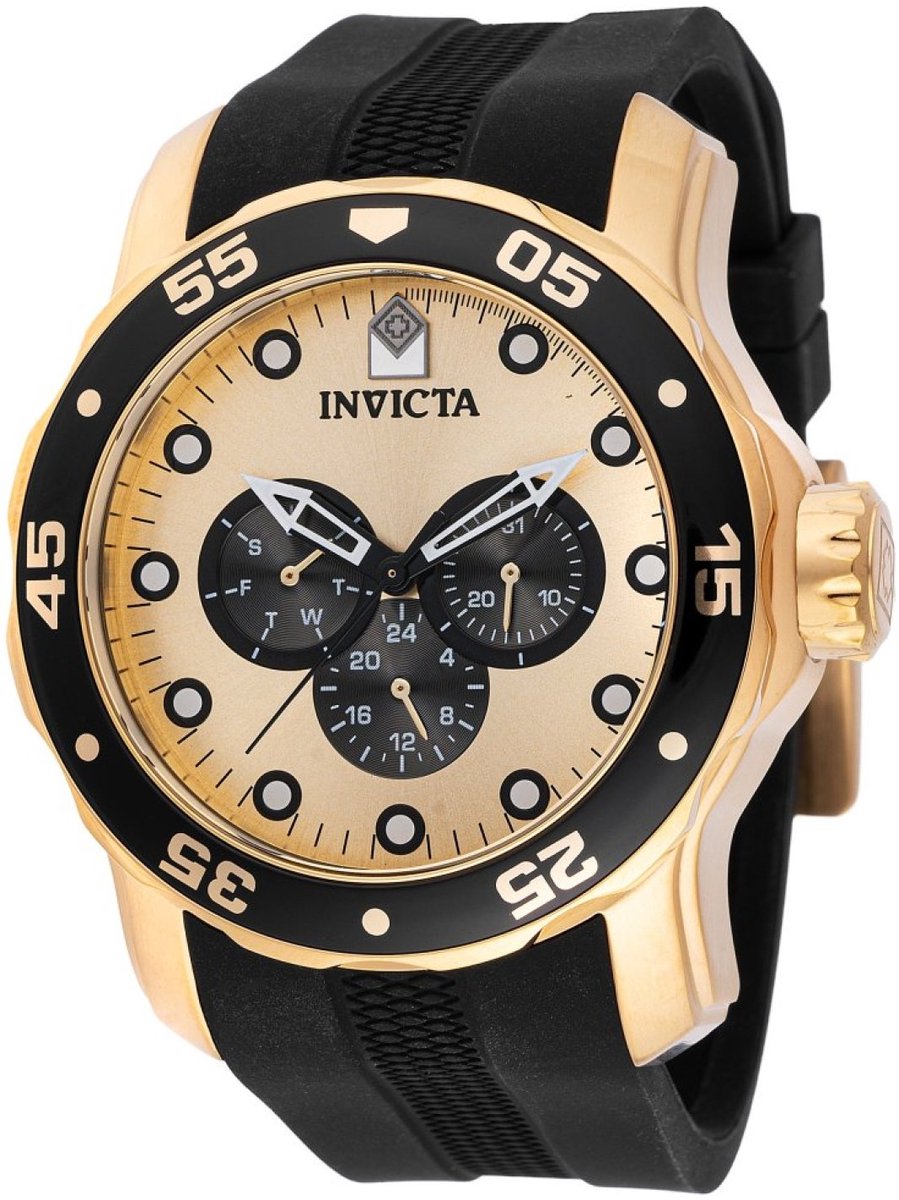 Invicta Pro Diver - SCUBA 45719 Heren Horloge - Waterdicht - Analoog - Quartz Uurwerk - Roestvrij Staal met gouden Wijzerplaat - 48mm