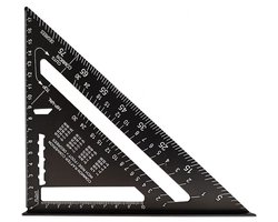180 mm Timmermanshoek - Aluminium liniaal - Driehoekige timmerhoek 45/90 graden - Timmermans Winkelhaak - Hoge precisie meetgereedschap - Voor timmerman, dakdekker, ingenieur - Zwart