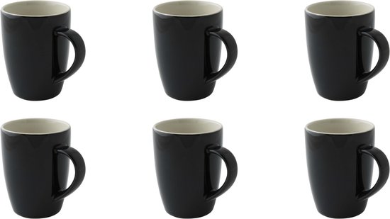 Palmer - Colors - Beker - Mok - 6 stuks - 18 cl - Zwart - Porselein - Koffiekopjes