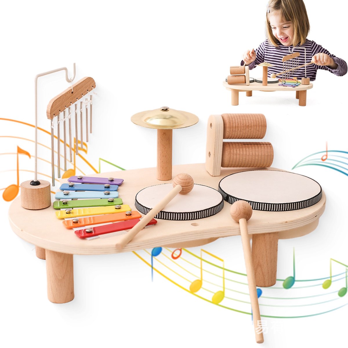Speeltafel Baby - Muziektafel - Activiteiten tafel - Houten Speelgoed 1 jaar - Muziekinstrumenten - Speelgoedinstrument - Montessori - Educatief - Speeltafel voor kinderen - Speelgoed 1 jaar, 2 jaar en 3 jaar - Kidsdouche — afbeelding 9