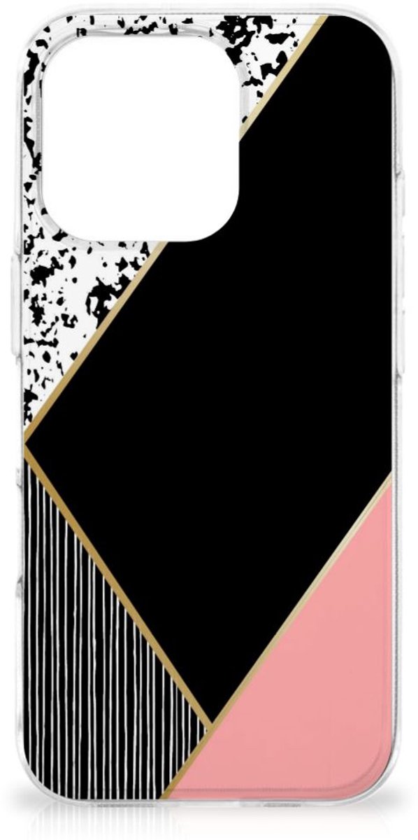 iPhone 16 Pro Max TPU Hoesje Zwart Roze Vormen