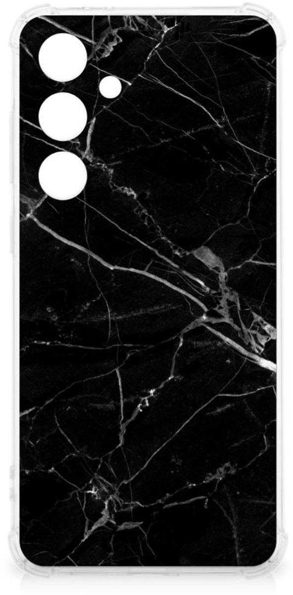 Samsung Galaxy S24 FE Anti-Shock Hoesje Marmer Zwart - Origineel Cadeau Vader