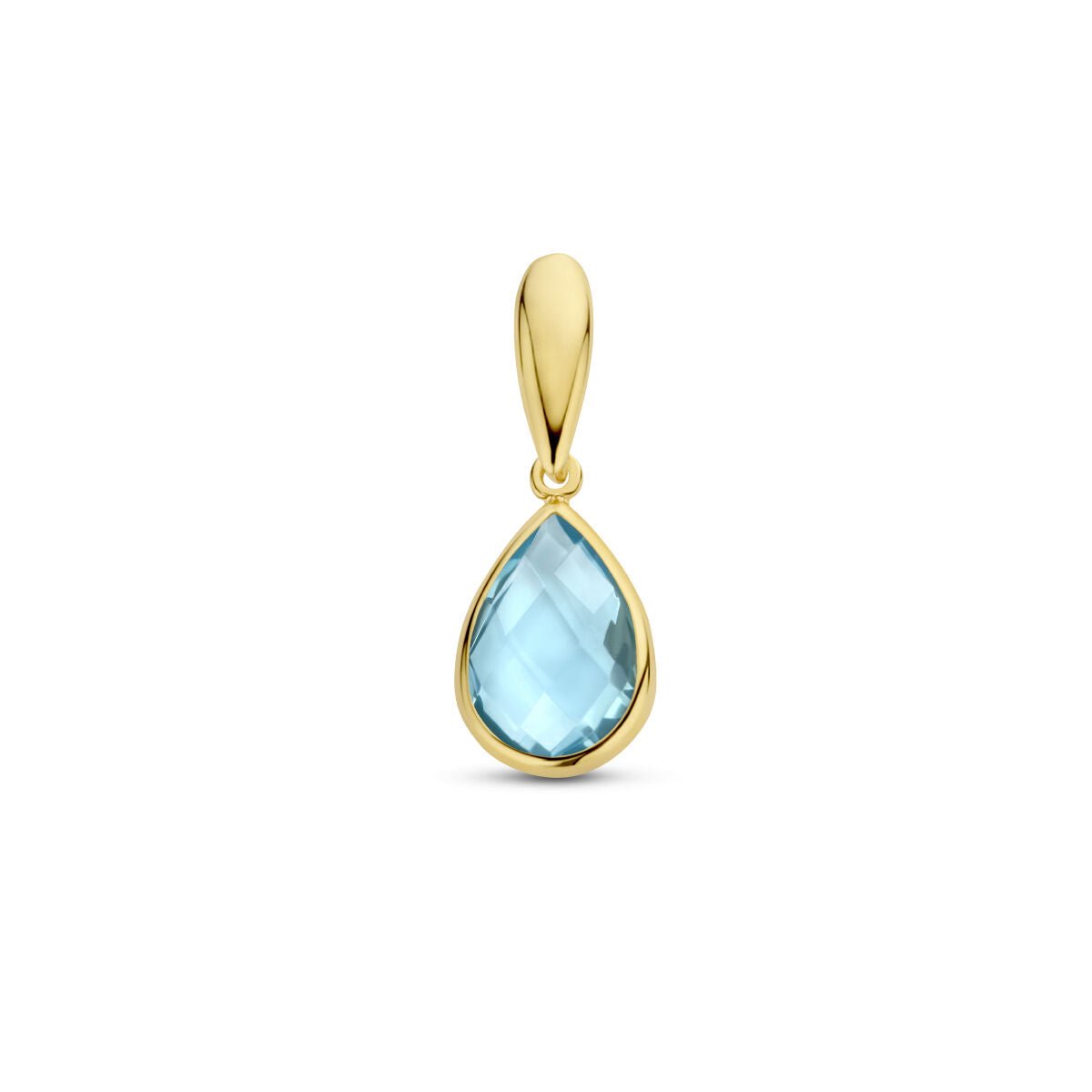 hanger blauw topaas 12,5 mm 14K geelgoud
