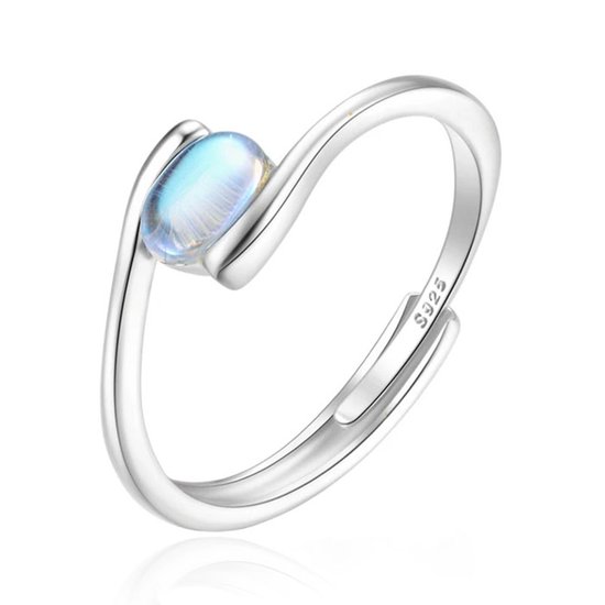 Ring Elenza en argent avec pierre de lune - Ajustable