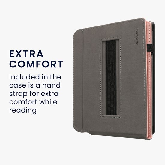 kwmobile e-reader hoesje geschikt voor Kobo Libra Colour hoes - E reader flip case van kunstleer - Ereader cover met handgrip en stand - In roségoud van kwmobile — afbeelding 5