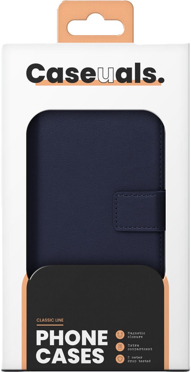 Caseuals 2-in-1 Echt Lederen Portemonnee/Boekhoesje met MagSafe - Krachtige magneetsluiting - geschikt voor MagSafe Apple iPhone 15 Pro - Blauw
