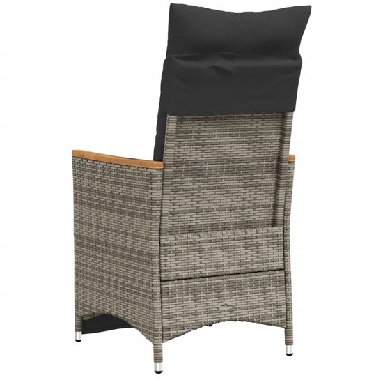 Chaise de jardin vidaXL - Chaises de jardin - Chaise de Jardin - Chaise de patio - Chaise de jardin réglable avec coussins en résine tressée grise