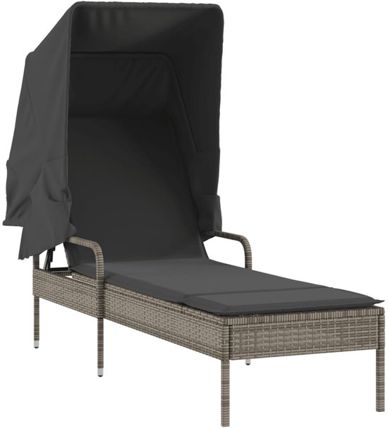Wicker ligbed met wielen Gaby - Zwart