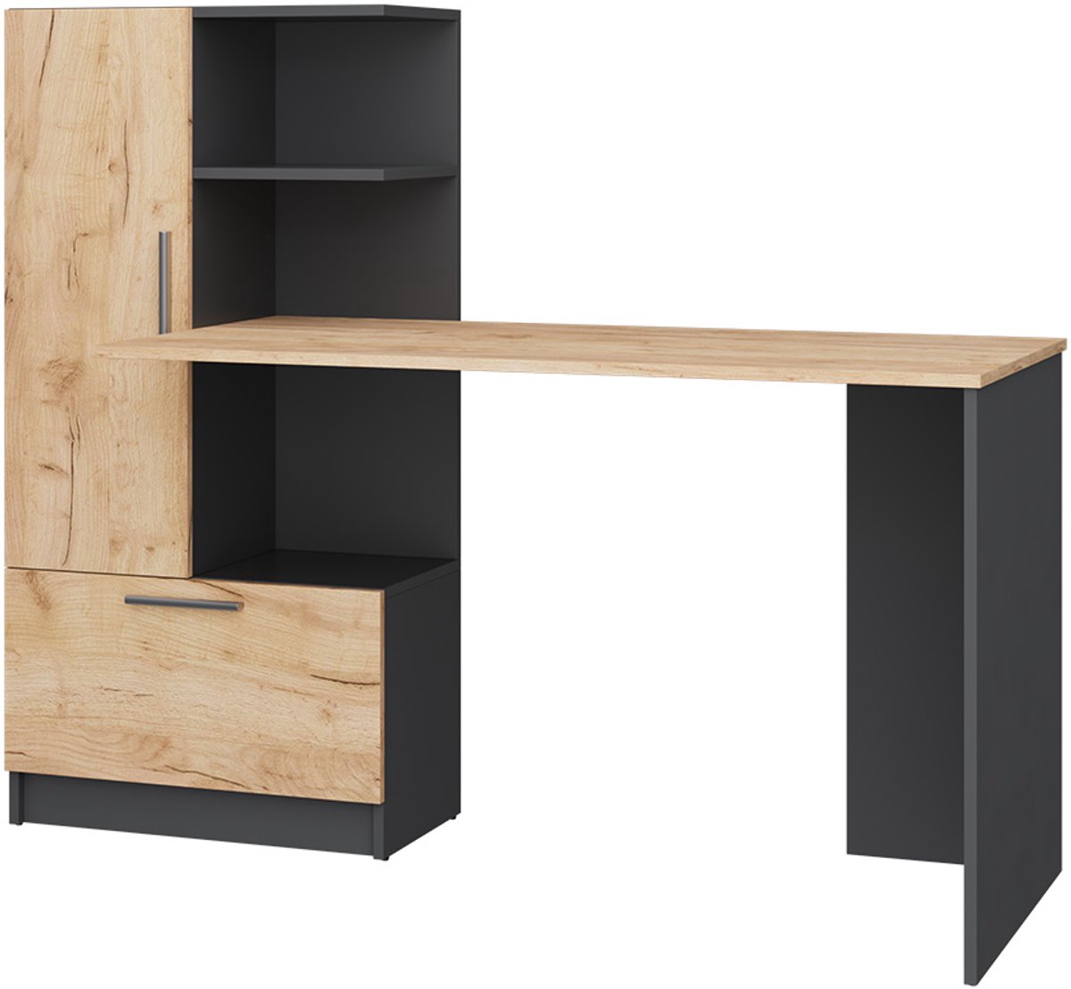 Vicco Tomy Bureau – 150 x 59 cm Antraciet/gouden eik