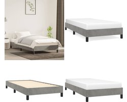 vidaXL - Bedframe - zonder - matras - 90x200 - cm - fluweel - lichtgrijs
