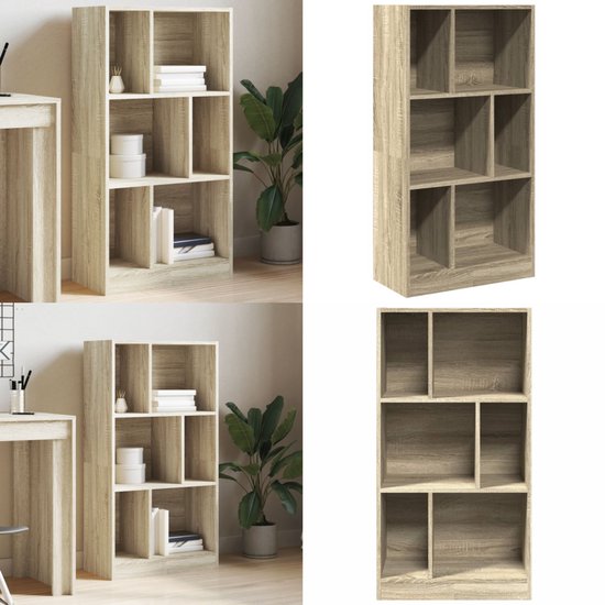 vidaXL Boekenkast 57x28,5x107,5 cm bewerkt hout sonoma eikenkleurig - Boekenkast - Boekenkasten - Boeken Plank - Schappenkast