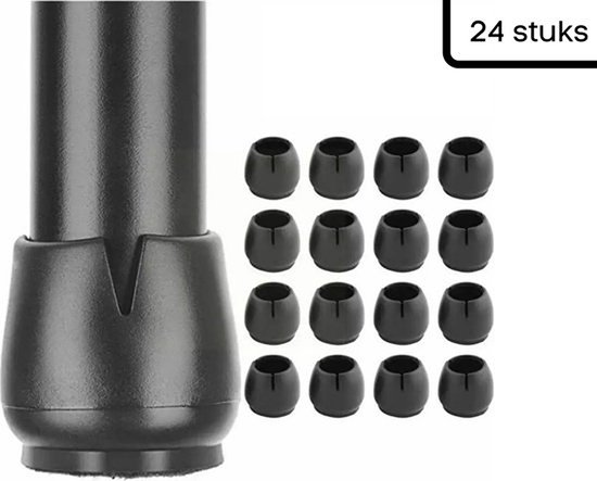 Knaak Stoelpoot Beschermers Set van 24 Stuks - Vilt - Zwarte Ronde Doppen - Stoelen - Ø 12 tot 16mm