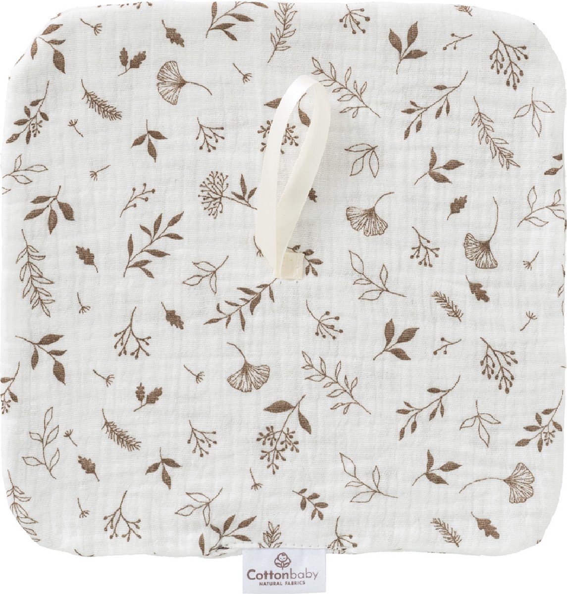 Cottonbaby Soft Speendoekje - Leaves White/Taupe
