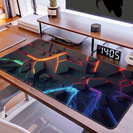 S&E 3D Gaming Muismat - Anti-Slip Rubber Basis - Kleurrijk Bureau Pad voor Gamers en Kantoor - 80 x 40 x 0,2 cm